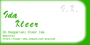 ida kleer business card